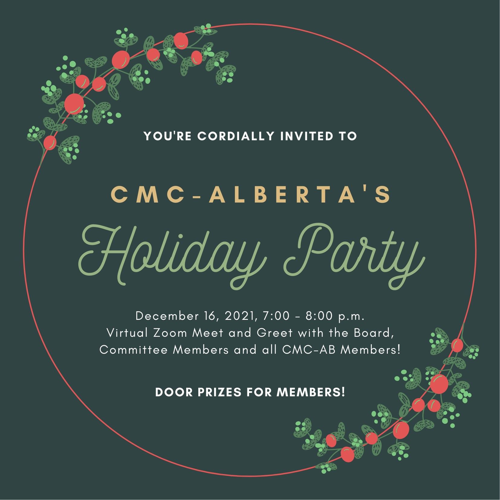 Join Us for our December 16th Virtual Holiday Party & Door Prizes!